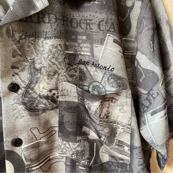 HARD ROCK CAFE -San Antonio Trademark Casual Men’s Button Up Shirt Gray Size L - Picture 12 of 15